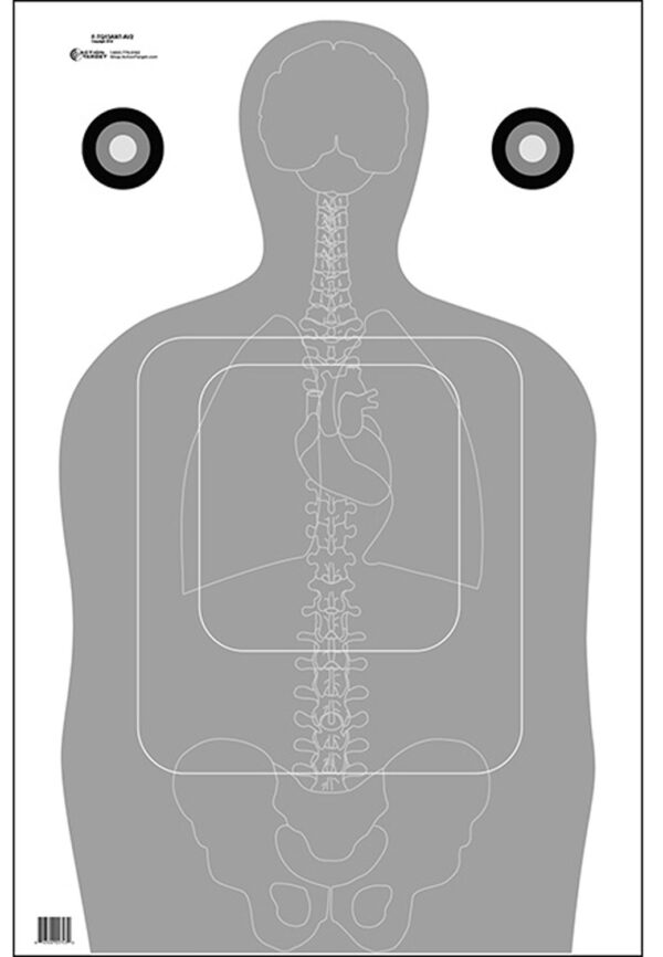 Action Target FTQ15ANTAV2100 Qualification  Silhouette/Vitals Paper 23" x 35" Gray/White 100 Per Box