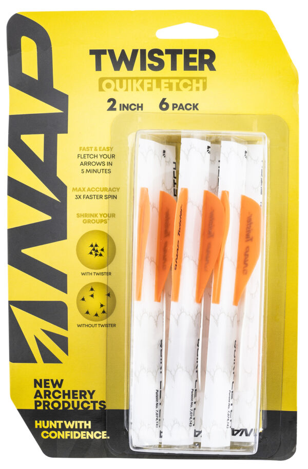 NAP Quickfletch Twister Fletching - 6 Pack White/Orange