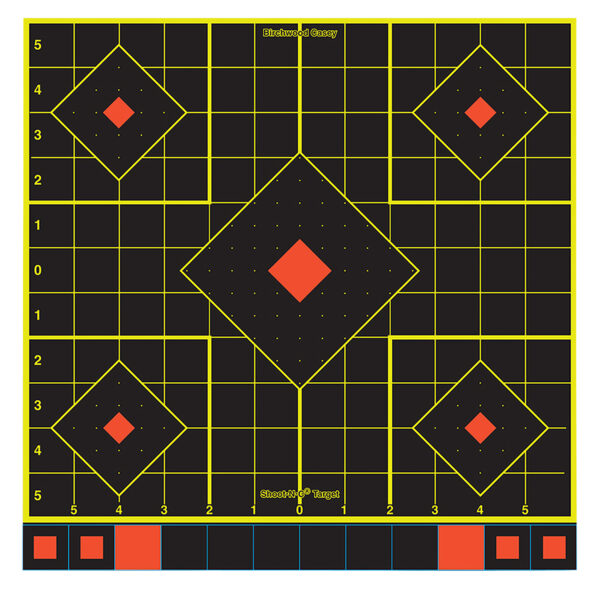 Birchwood Casey 34211 Shoot-N-C Sight-In Self-Adhesive Paper Black/Yellow/Red 12" 5-Diamond 100 Pack