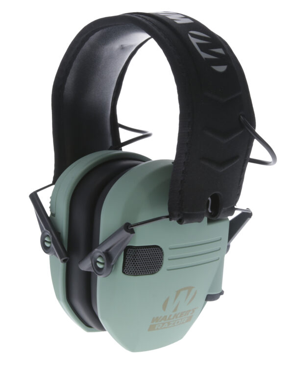 Walker's GWPRSEMSGN Razor Slim Electronic Muff 23 dB Over the Head Sage Green/Black Polymer