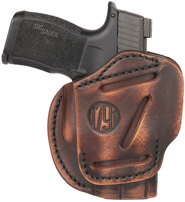 1791 Gunleather 3WH2VTGA 3-Way  IWB/OWB Size 02 Vintage Leather Belt Loop Fits Ruger LCP Fits S&W Bodyguard Fits Glock 42 Ambidextrous Hand
