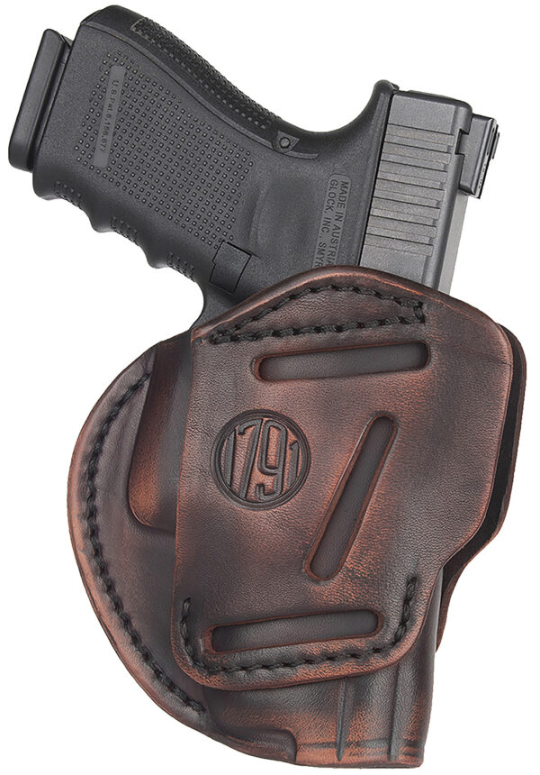 1791 Gunleather 3WH5VTGA 3-Way  IWB/OWB Size 05 Vintage Leather Belt Loop Fits Glock 17 Fits HK VP9 Fits MP9 Ambidextrous Hand