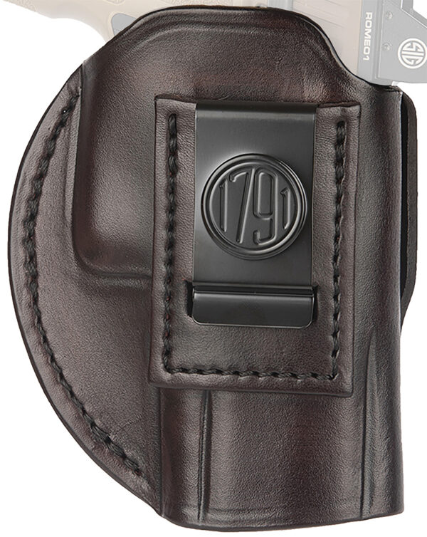 1791 Gunleather 4WH6SBRR 4-Way  IWB/OWB Size 06 Signature Brown Leather Belt Clip Compatible w/ Glock 21/Sig P225 Right Hand