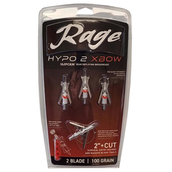 Rage Hypo 2 Crossbow Broadheads - 100 Grains - 4 Pack