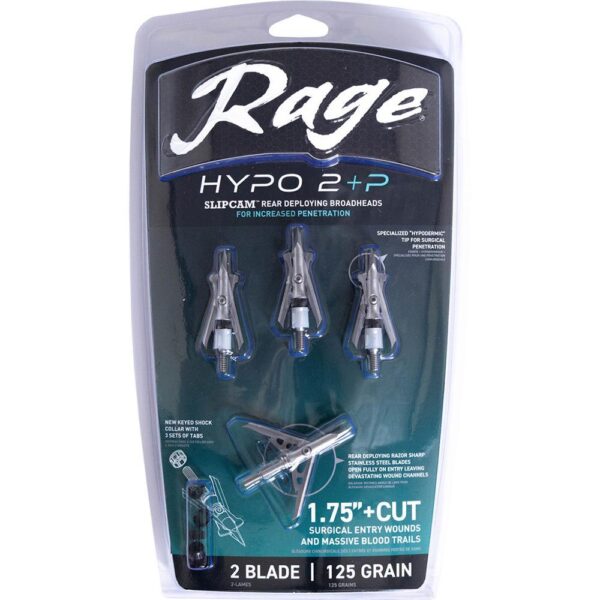 Rage Hypo 2 +P Broadheads 125 gr - 4 Pack for Archery
